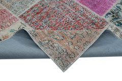 Kırk Yama Mavi Patchwork Pamuk Yün El Dokuma Halısı 300x402 Agacan