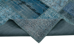 Kırk Yama Mavi Patchwork Pamuk Yün El Dokuma Halısı 297x427 Agacan
