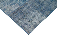 Kırk Yama Mavi Patchwork Pamuk Yün El Dokuma Halısı 294x400 Agacan
