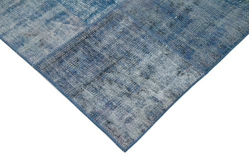 Kırk Yama Mavi Patchwork Pamuk Yün El Dokuma Halısı 294x400 Agacan