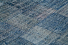 Kırk Yama Mavi Patchwork Pamuk Yün El Dokuma Halısı 294x400 Agacan