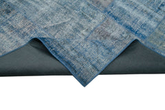 Kırk Yama Mavi Patchwork Pamuk Yün El Dokuma Halısı 294x400 Agacan