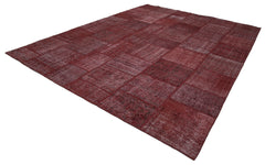 Kırk Yama Kırmızı Patchwork Pamuk Yün El Dokuma Halısı 305x407 Agacan