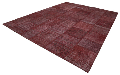 Kırk Yama Kırmızı Patchwork Pamuk Yün El Dokuma Halısı 305x407 Agacan