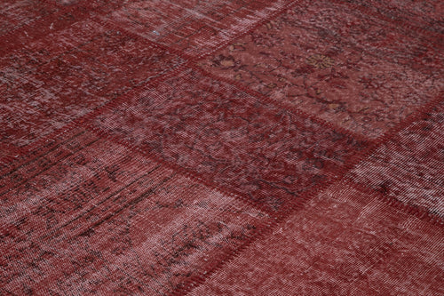 Kırk Yama Kırmızı Patchwork Pamuk Yün El Dokuma Halısı 305x407 Agacan