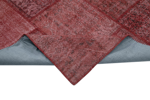 Kırk Yama Kırmızı Patchwork Pamuk Yün El Dokuma Halısı 305x407 Agacan