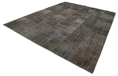 Kırk Yama Kahverengi Patchwork Pamuk Yün El Dokuma Halısı 300x400 Agacan