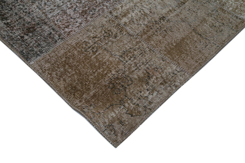 Kırk Yama Kahverengi Patchwork Pamuk Yün El Dokuma Halısı 300x400 Agacan