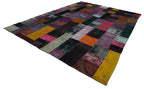 Kırk Yama Mavi Patchwork Pamuk Yün El Dokuma Halısı 292x405 Agacan