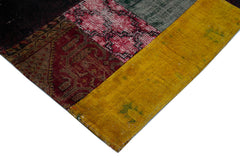 Kırk Yama Mavi Patchwork Pamuk Yün El Dokuma Halısı 292x405 Agacan