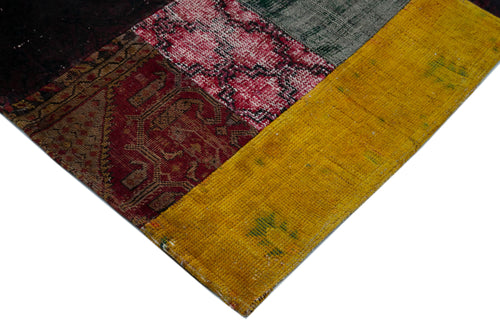 Kırk Yama Mavi Patchwork Pamuk Yün El Dokuma Halısı 292x405 Agacan