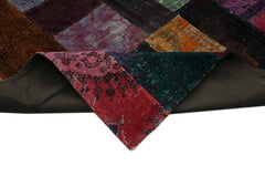 Kırk Yama Mavi Patchwork Pamuk Yün El Dokuma Halısı 292x405 Agacan