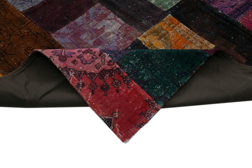 Kırk Yama Mavi Patchwork Pamuk Yün El Dokuma Halısı 292x405 Agacan