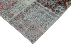 Kırk Yama Mavi Patchwork Pamuk Yün El Dokuma Halısı 300x403 Agacan