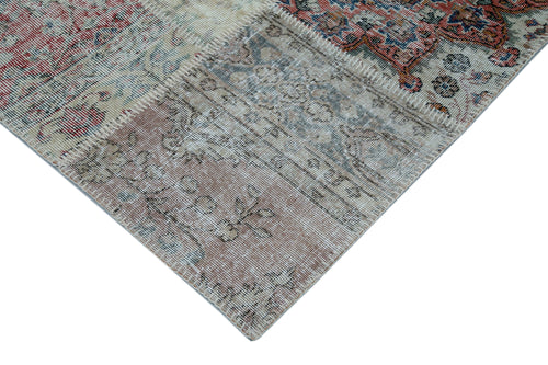 Kırk Yama Mavi Patchwork Pamuk Yün El Dokuma Halısı 300x403 Agacan
