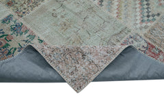 Kırk Yama Mavi Patchwork Pamuk Yün El Dokuma Halısı 300x403 Agacan