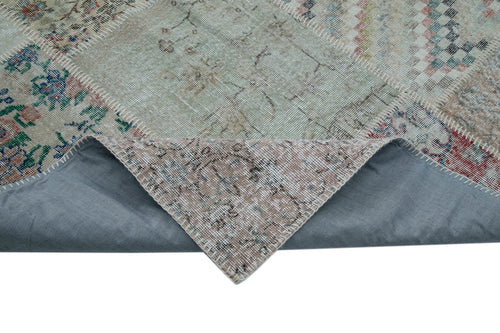 Kırk Yama Mavi Patchwork Pamuk Yün El Dokuma Halısı 300x403 Agacan