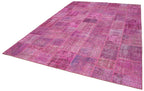 Kırk Yama Pembe Patchwork Pamuk Yün El Dokuma Halısı 250x350 Agacan
