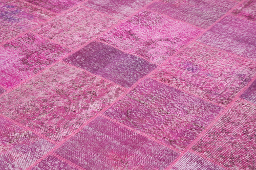 Kırk Yama Pembe Patchwork Pamuk Yün El Dokuma Halısı 250x350 Agacan
