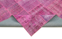 Kırk Yama Pembe Patchwork Pamuk Yün El Dokuma Halısı 250x350 Agacan