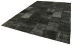 Kırk Yama Siyah Patchwork Pamuk Yün El Dokuma Halısı 250x352 Agacan