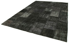Kırk Yama Siyah Patchwork Pamuk Yün El Dokuma Halısı 250x352 Agacan