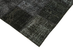 Kırk Yama Siyah Patchwork Pamuk Yün El Dokuma Halısı 250x352 Agacan