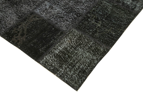 Kırk Yama Siyah Patchwork Pamuk Yün El Dokuma Halısı 250x352 Agacan