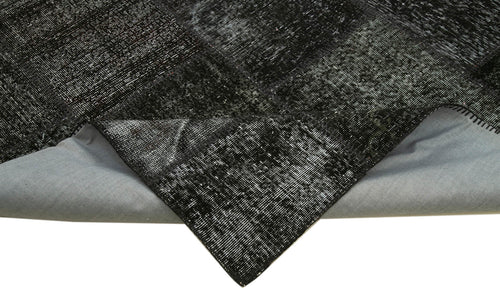 Kırk Yama Siyah Patchwork Pamuk Yün El Dokuma Halısı 250x352 Agacan