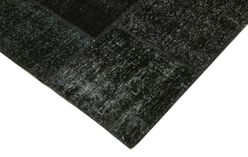 Kırk Yama Siyah Patchwork Pamuk Yün El Dokuma Halısı 250x352 Agacan