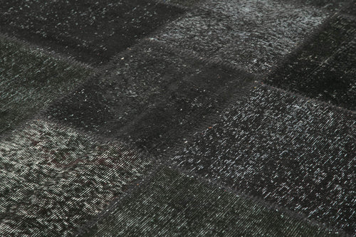 Kırk Yama Siyah Patchwork Pamuk Yün El Dokuma Halısı 250x352 Agacan