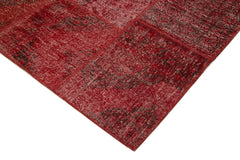 Kırk Yama Kırmızı Patchwork Pamuk Yün El Dokuma Halısı 250x355 Agacan