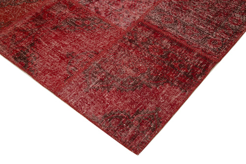Kırk Yama Kırmızı Patchwork Pamuk Yün El Dokuma Halısı 250x355 Agacan
