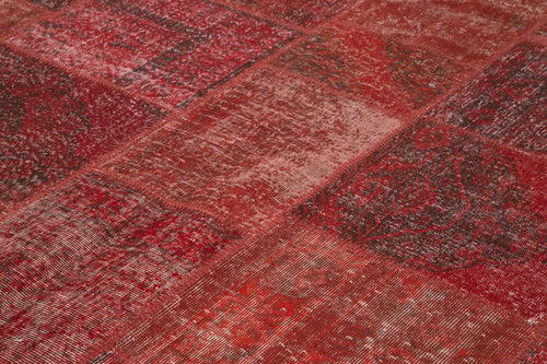 Kırk Yama Kırmızı Patchwork Pamuk Yün El Dokuma Halısı 250x355 Agacan