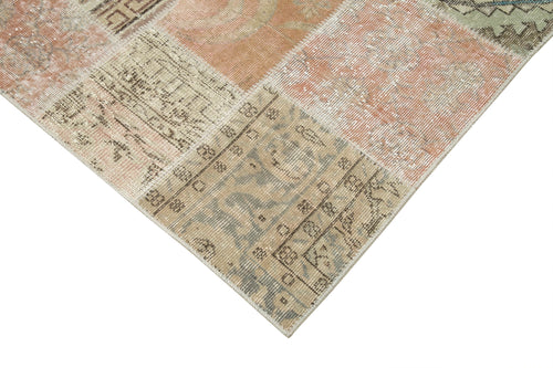 Kırk Yama Bej Patchwork Pamuk Yün El Dokuma Halısı 241x350 Agacan