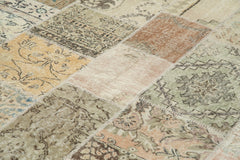 Kırk Yama Bej Patchwork Pamuk Yün El Dokuma Halısı 241x350 Agacan
