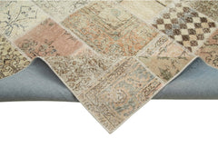 Kırk Yama Bej Patchwork Pamuk Yün El Dokuma Halısı 241x350 Agacan