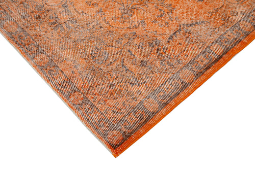 Overdyed Vintage Turuncu Eskitme Pamuk Yün El Dokuma Halısı 205x322 Agacan