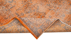 Overdyed Vintage Turuncu Eskitme Pamuk Yün El Dokuma Halısı 205x322 Agacan