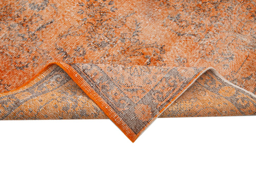 Overdyed Vintage Turuncu Eskitme Pamuk Yün El Dokuma Halısı 205x322 Agacan