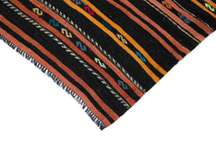 Striped Kilim Siyah Çizgili Keçi Tüyü El Dokuma Halısı 192x322 Agacan