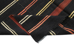 Striped Kilim Kahverengi Çizgili Keçi Tüyü El Dokuma Halısı 184x312 Agacan