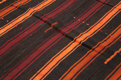 Striped Kilim Siyah Çizgili Keçi Tüyü El Dokuma Halısı 173x226 Agacan