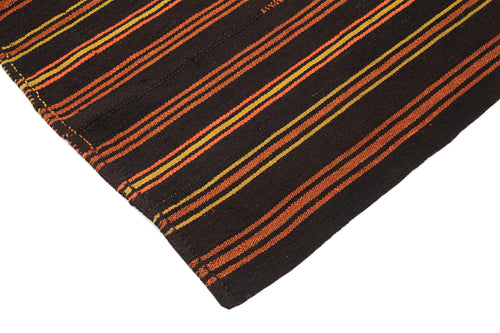 Striped Kilim Kahverengi Çizgili Keçi Tüyü El Dokuma Halısı 178x215 Agacan