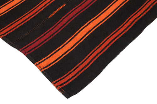 Striped Kilim Kahverengi Çizgili Keçi Tüyü El Dokuma Halısı 194x260 Agacan