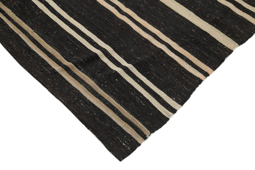 Striped Kilim Kahverengi Çizgili Keçi Tüyü El Dokuma Halısı 169x307 Agacan