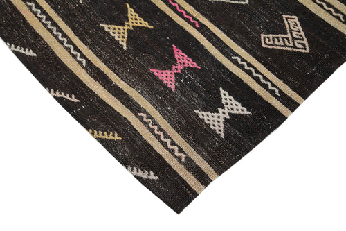 Striped Kilim Kahverengi Çizgili Keçi Tüyü El Dokuma Halısı 192x280 Agacan