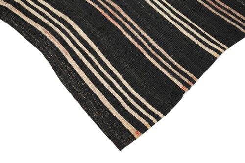 Striped Kilim Kahverengi Çizgili Keçi Tüyü El Dokuma Halısı 186x328 Agacan