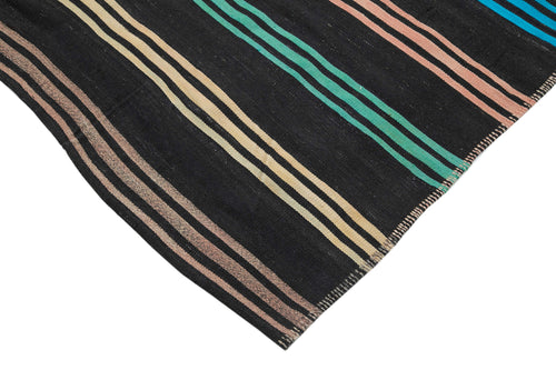 Striped Kilim Kahverengi Çizgili Keçi Tüyü El Dokuma Halısı 193x320 Agacan