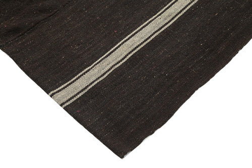 Striped Kilim Kahverengi Çizgili Keçi Tüyü El Dokuma Halısı 229x285 Agacan